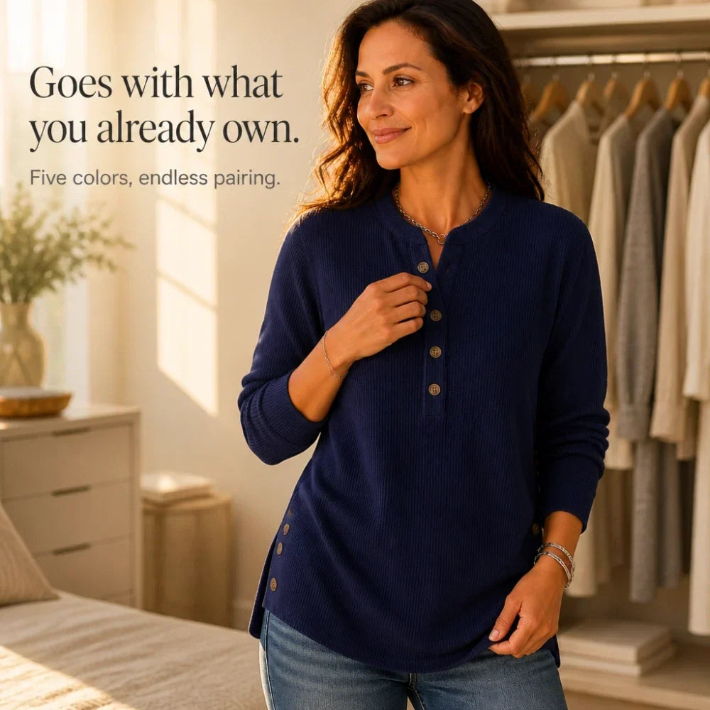 Henley Haven – Button-Hem Henley Tunic Sweater