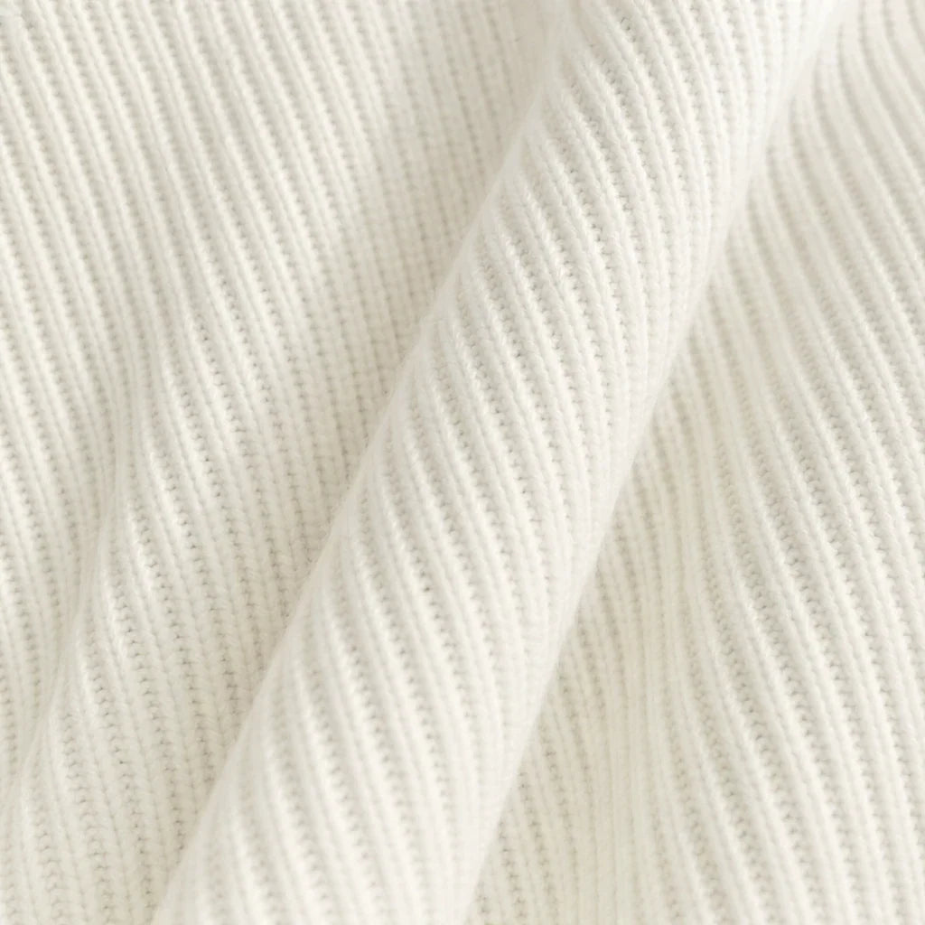 Denimelle – Denim-Look Detail Ribbed Henley Sweater