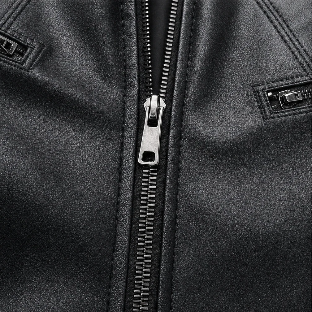 Velora – Cropped Faux-Leather Biker Jacket