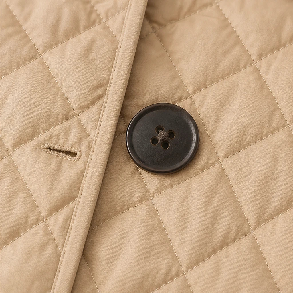 Loredana – Button-Front Quilted Mid-Season Jacket