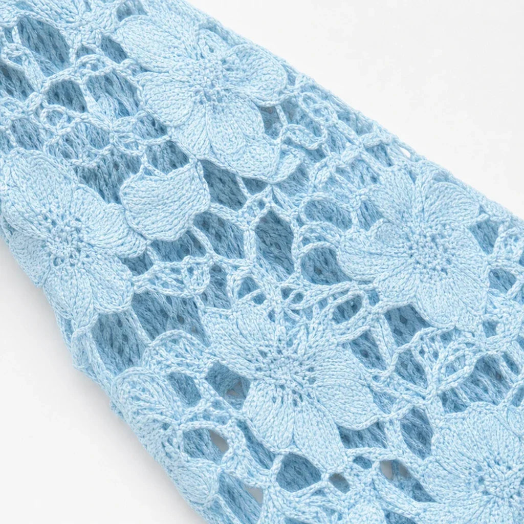 Florenza – Floral Lace Lantern Sleeve Open-Knit Sweater