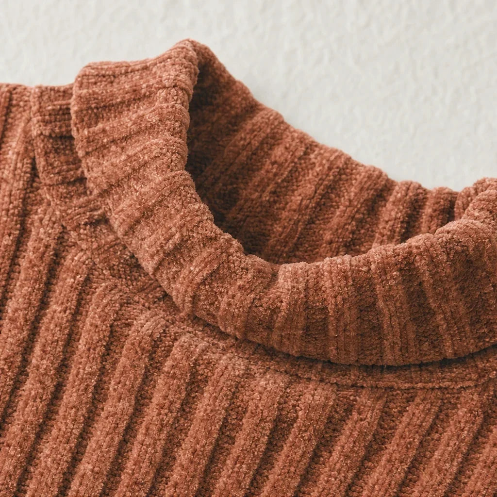 Cozyline – Ribbed Mock Neck Pocket Tunic