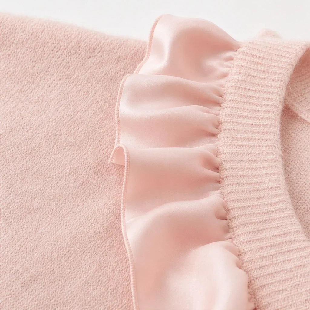 Bellavelle – Chiffon Ruffle Bow Knit Top
