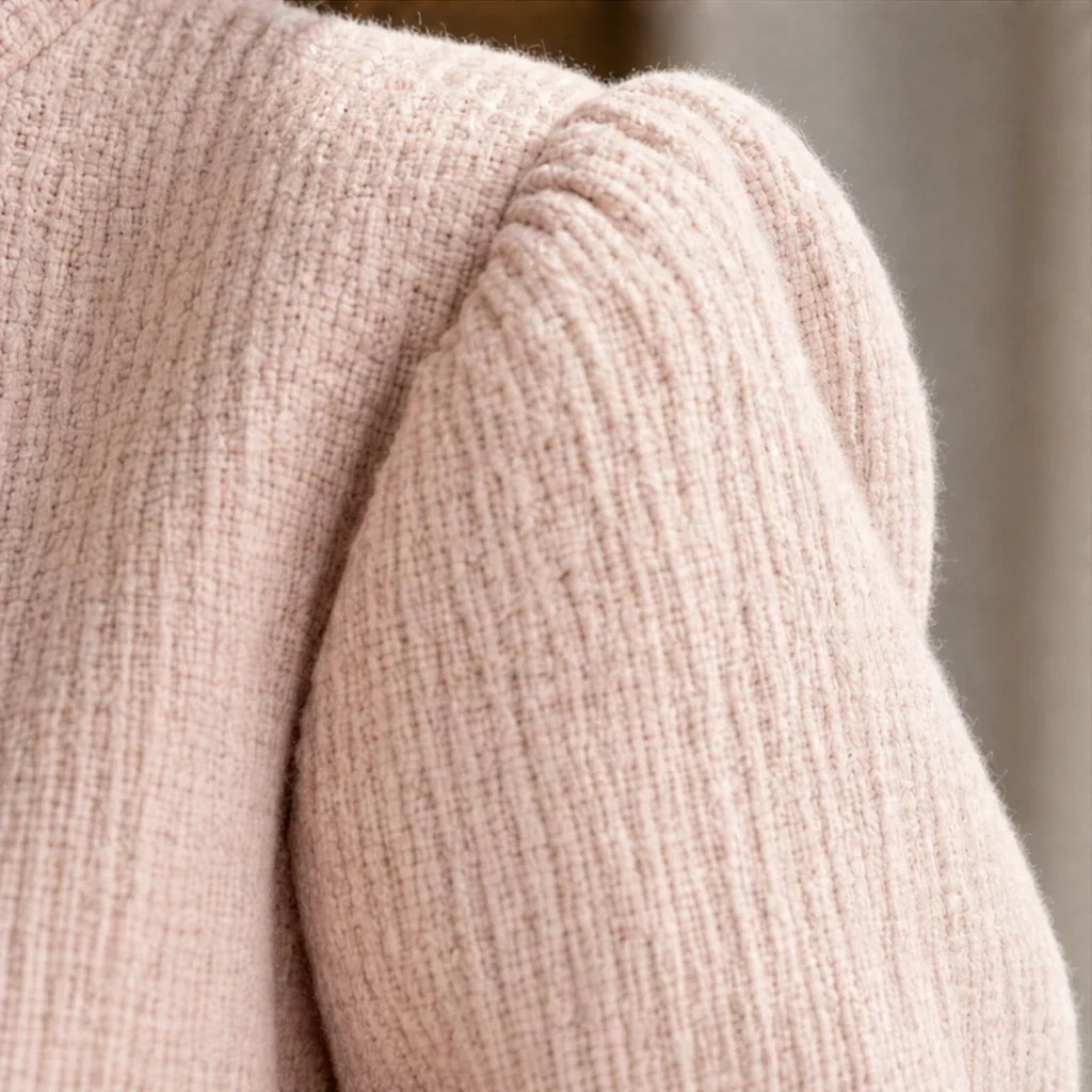Maison Tweed – Button-Front Bouclé Puff-Sleeve Pants Set