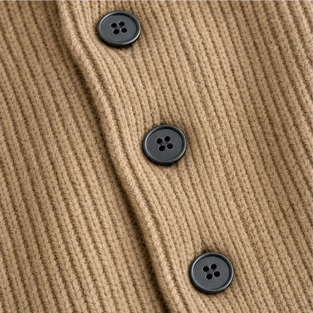Sorella – Ribbed Asymmetric Button-Front Sweater