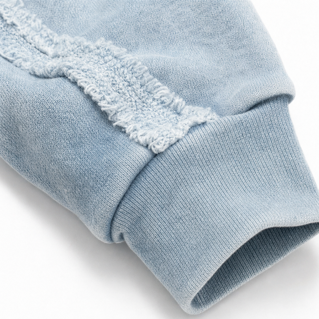 Fadeform – Washed Raw-Edge Oversized Zip-Up Hoodie