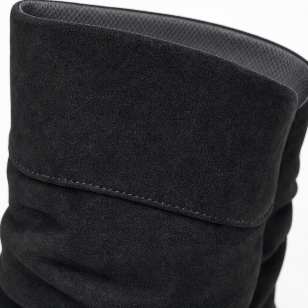Slouch & Stroll – Lace-Up Slouchy Mid-Calf Boots