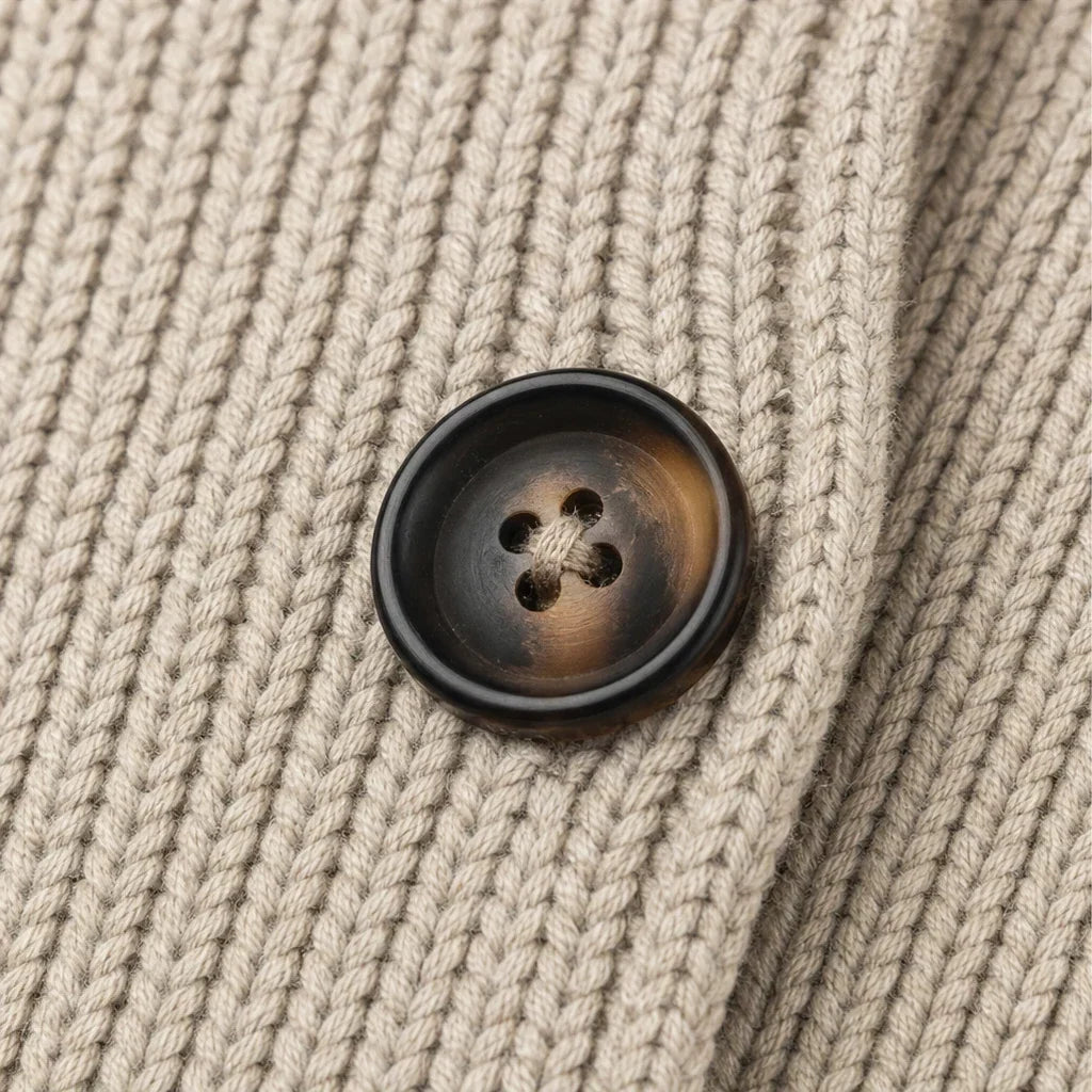 Elara – Ribbed Knit Double-Breasted Cardigan