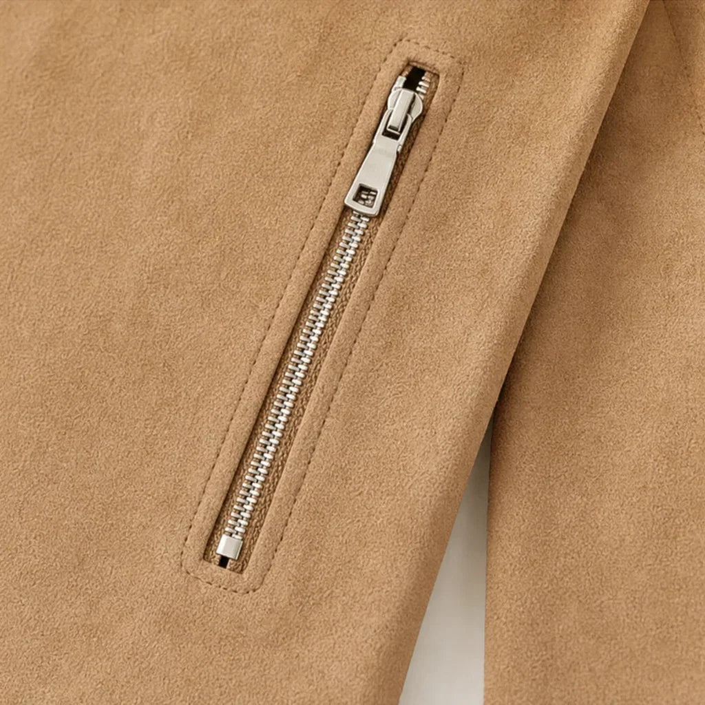 Svelte Moto – Slim-Fit Suede-Look Biker Jacket
