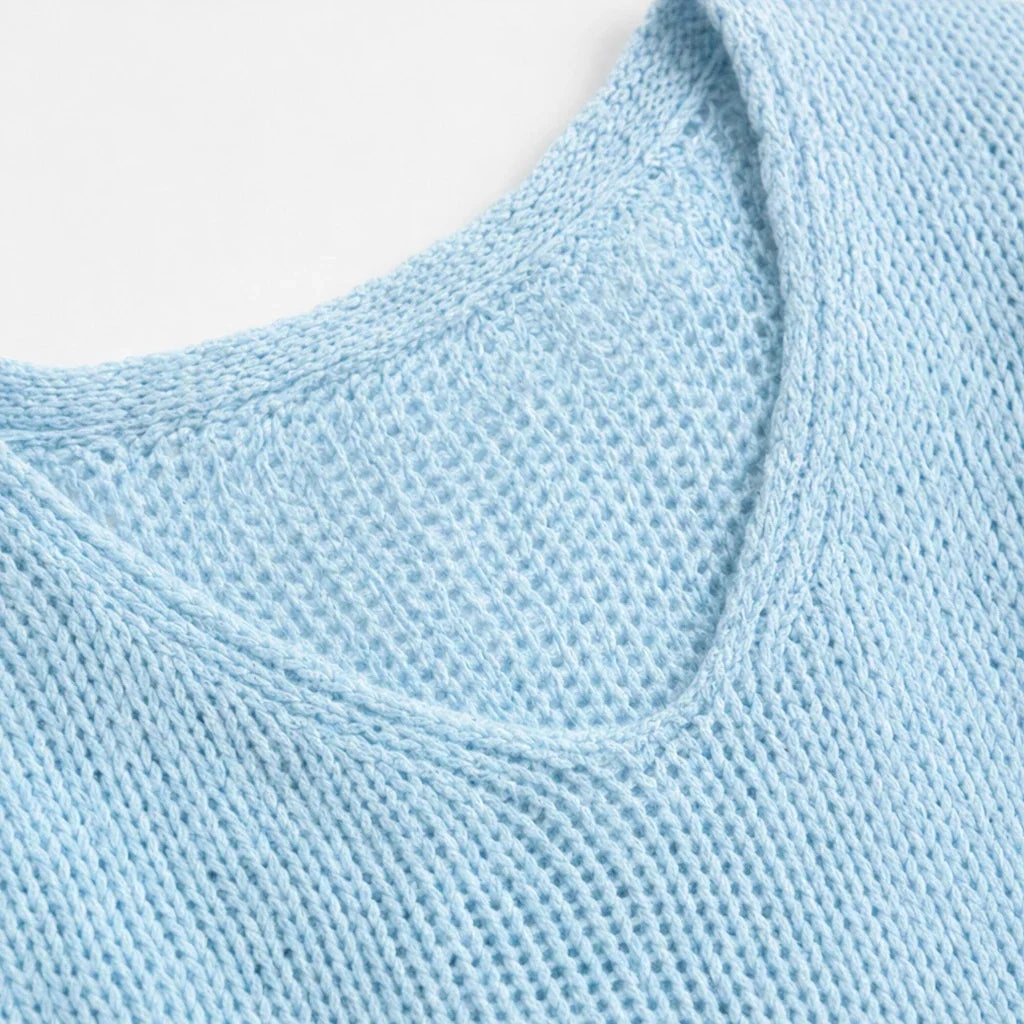 Florenza – Floral Lace Lantern Sleeve Open-Knit Sweater