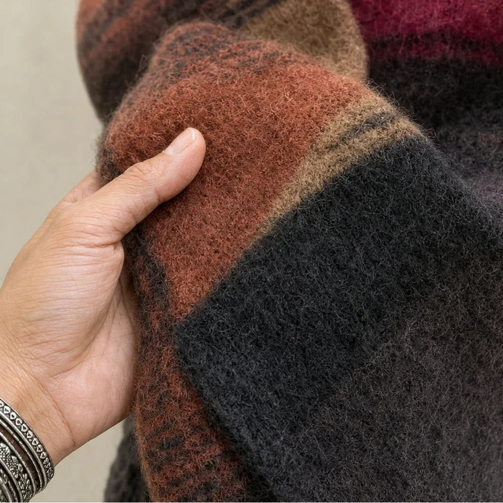 Wearbella – Multicolor Faux-Wrap Striped Knit Sweater