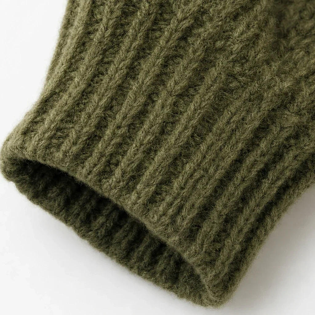 Aurelle – Gold Button Shoulder Knit Turtleneck Sweater
