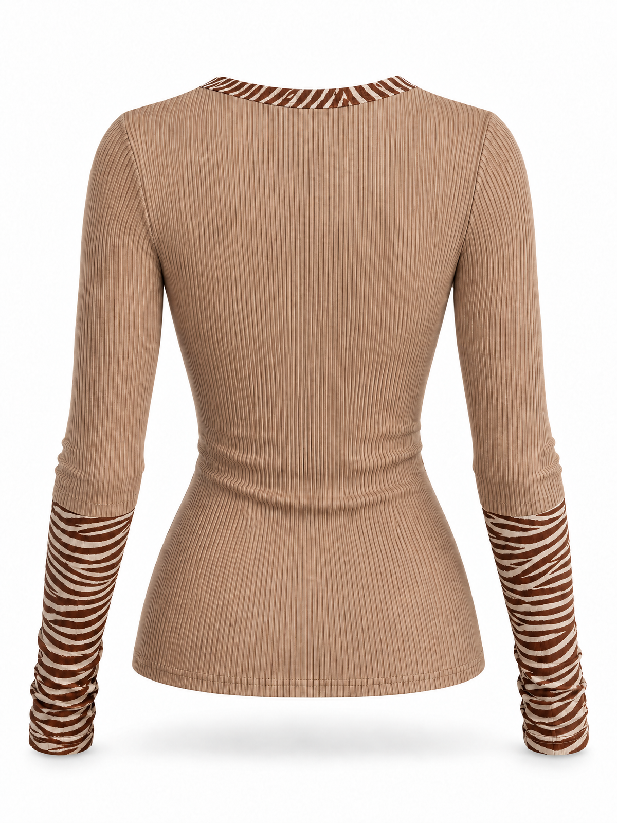 Desert Muse Zebra Trim Ribbed Top
