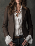 Vintage Brown Tweed Blend Tailored Blazer