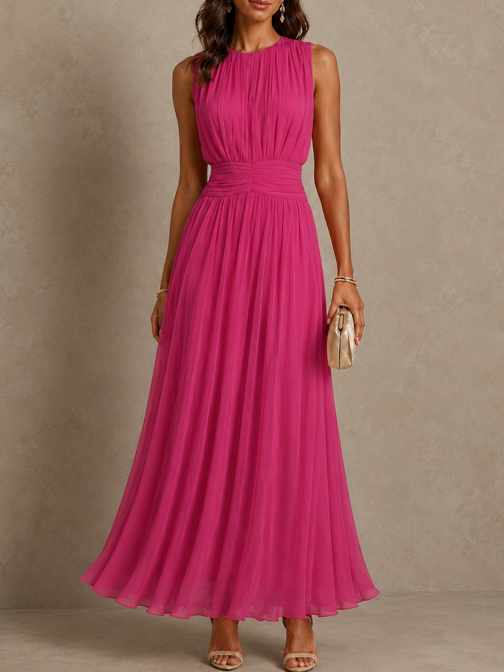Iselle | Ruched Waist Maxi Dress