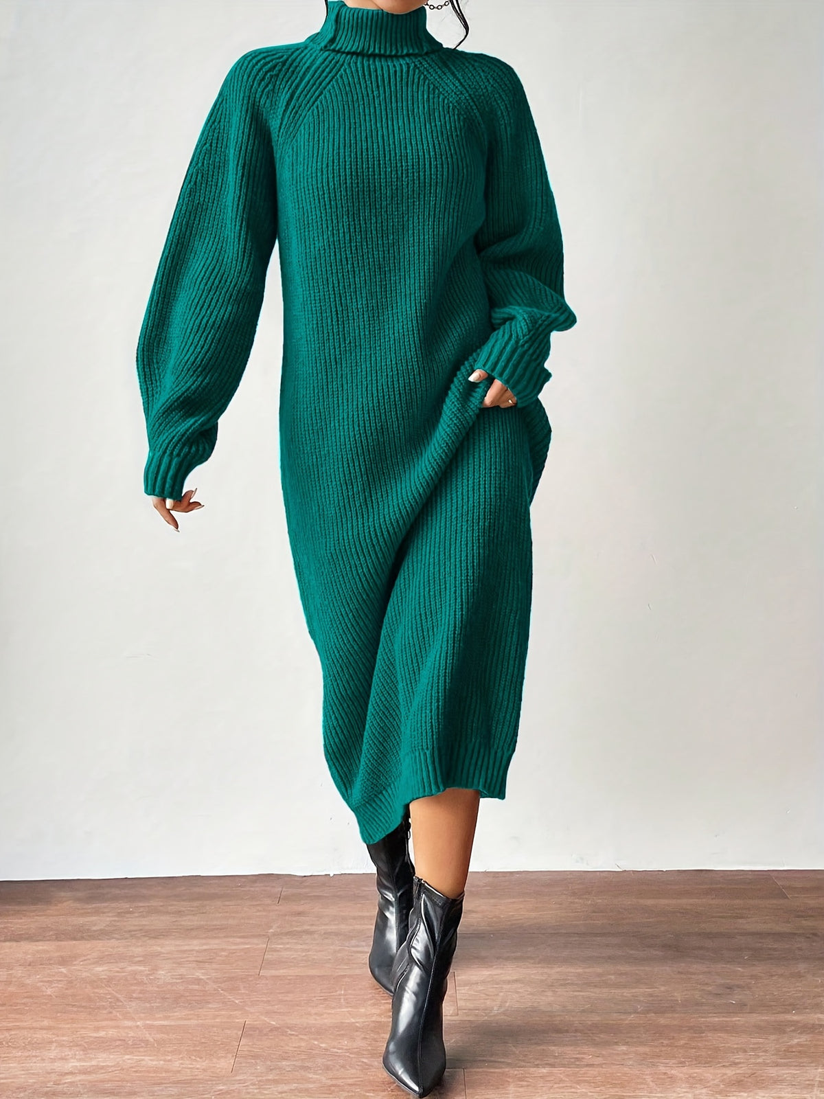 Liora | High-Neck Knit Midi Dress