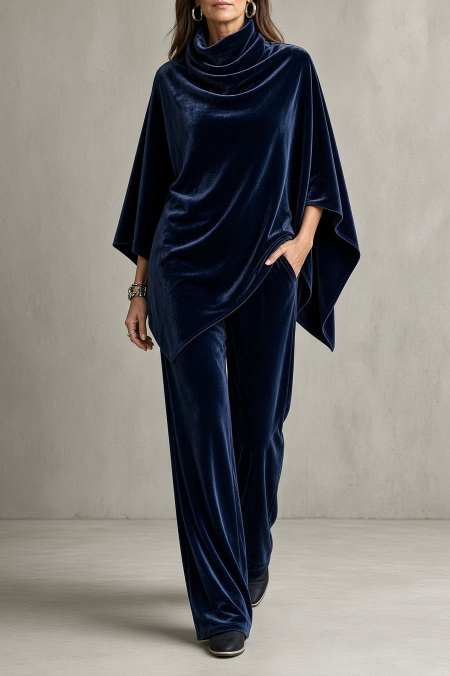 Monica | Velvet Poncho & Pants Set