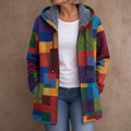 Patchwork Muse – Colorful Patchwork Hooded Cardigan