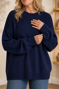 Cozelin – Ribbed Knit Dropped-Shoulder Oversized Sweater