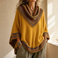Cowl & Clover – Geometric Cowl-Neck Knit Poncho Top