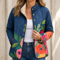 Garden Muse – Painterly Floral Quilted Longline Jacket