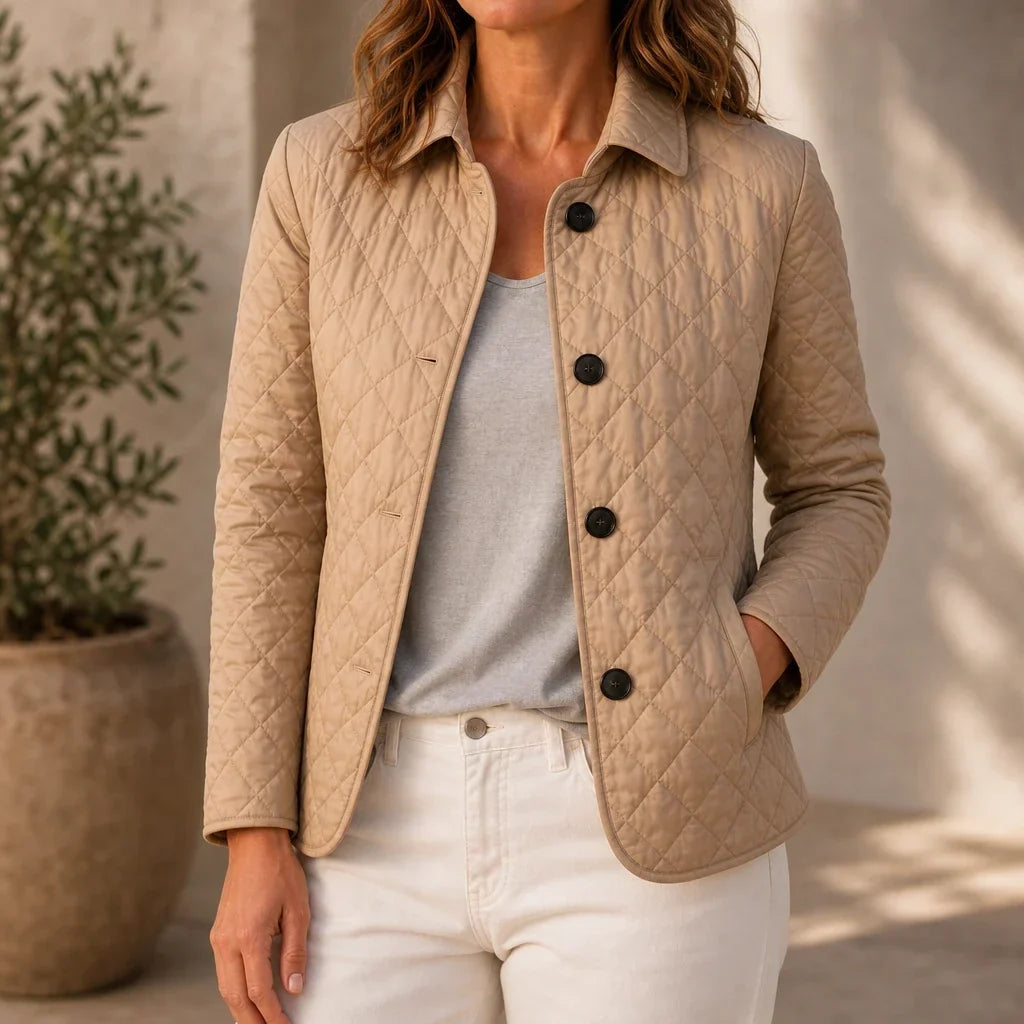 Loredana – Button-Front Quilted Mid-Season Jacket