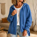 Cozyline – Zip-Front Hooded Knit Cardigan