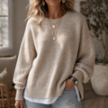 Wearbella – Drop-Shoulder Lantern Sleeve Chunky Knit Sweater