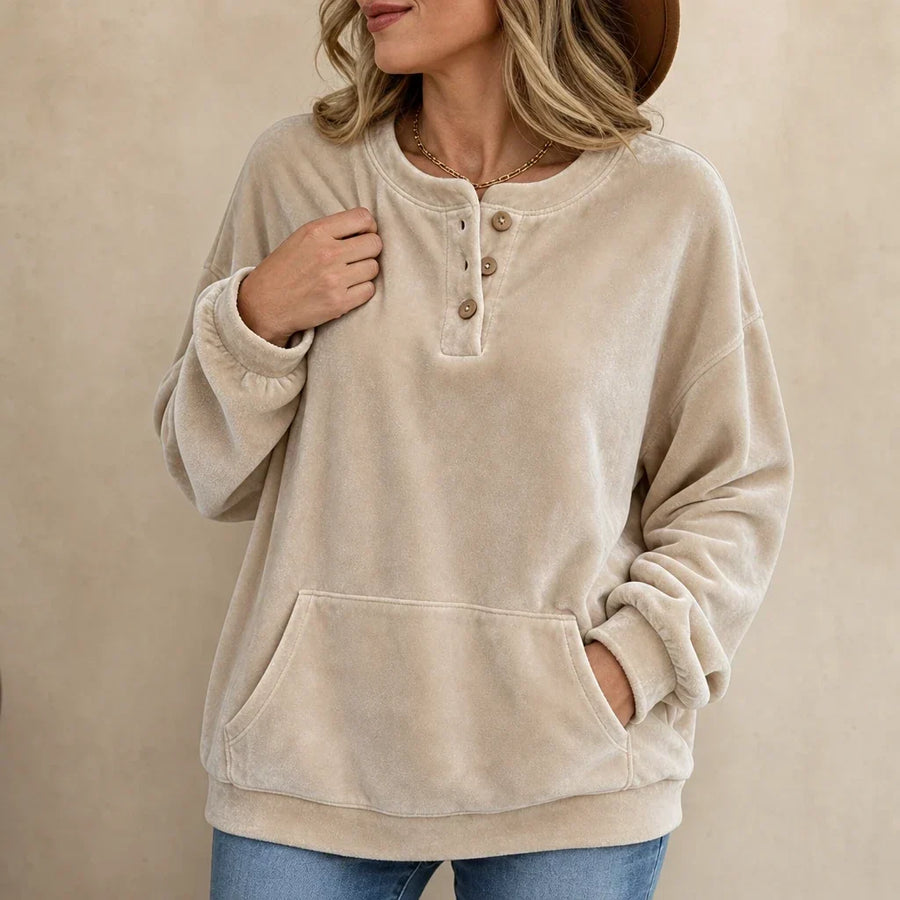 Veloura – Velour Henley Pocket Hoodie