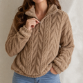 Cable & Cozy – Cable-Knit Quarter-Zip Pullover