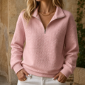 Wearbella – Quilted Structured-Collar Zip Sweater