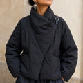 Veluna – Asymmetric Draped-Neck Puffer Jacket