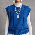 Buttonelle – Button-Detail Textured Knit Sweater Vest
