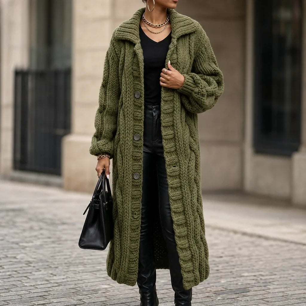 Cablehaven – Oversized Cable-Knit Long Cardigan