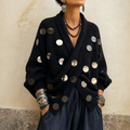 Diskelle – Metallic Disk Wrap Cardigan