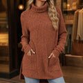 Cozyline – Ribbed Mock Neck Pocket Tunic
