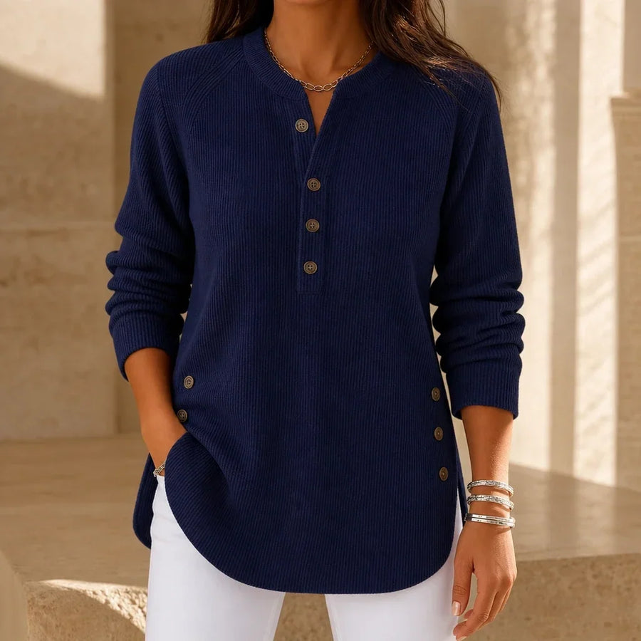 Henley Haven – Button-Hem Henley Tunic Sweater