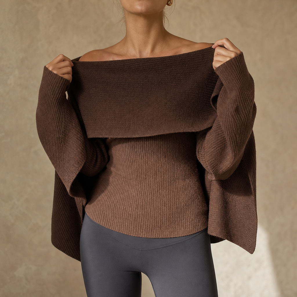 Versavia – Ribbed Convertible Knit Capelet Top