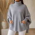 Veloura – Oversized Turtleneck Pocket Poncho Sweater