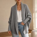 Drapeelle – Textured Batwing Open-Front Knit Cardigan
