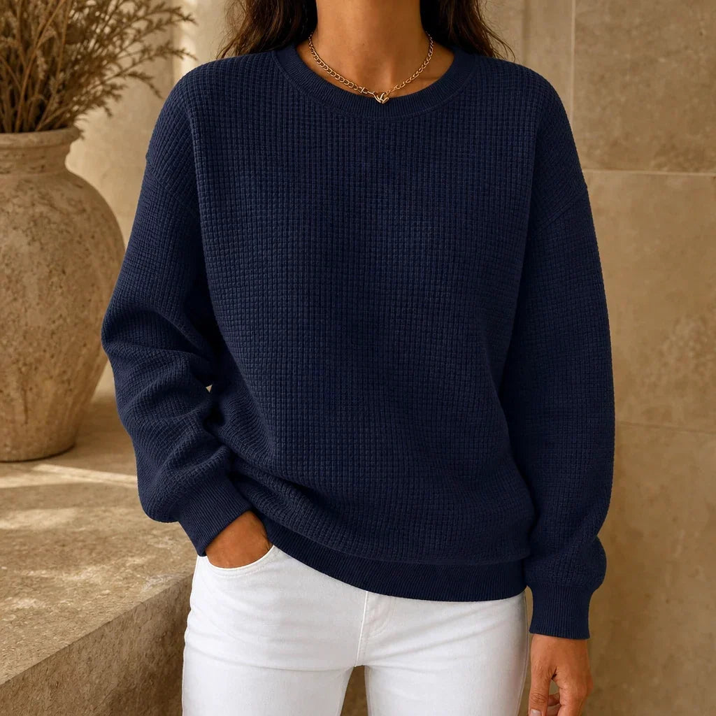 Waffle & Wear – Waffle-Knit Crew-Neck Top