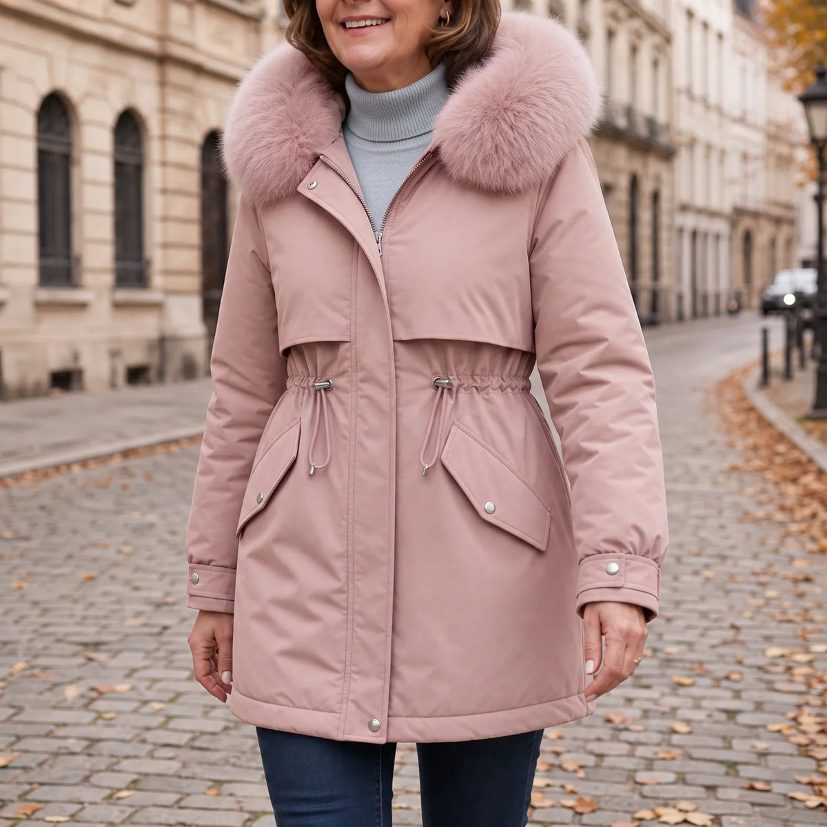 Plushora – Plush Hooded Mid-Length Parka