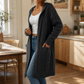 Wrapetta – Hooded Longline Cable-Knit Cardigan