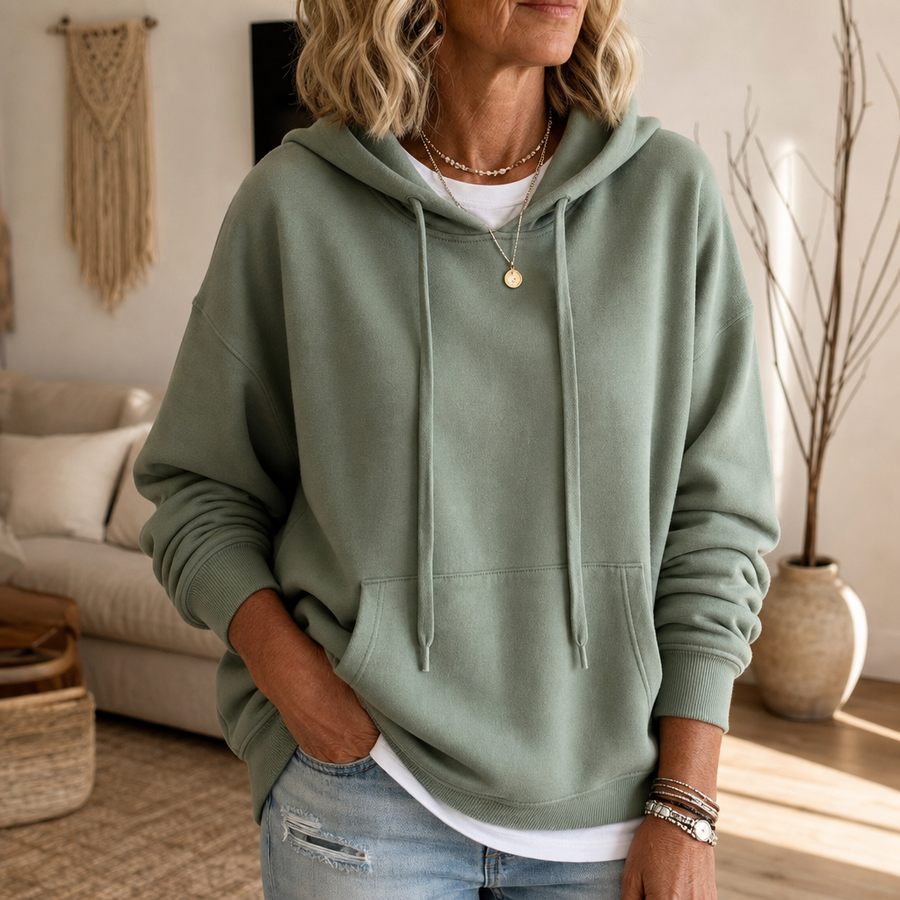 Wearbella – Drop-Shoulder Oversized Cotton Like Pullover Hoodie