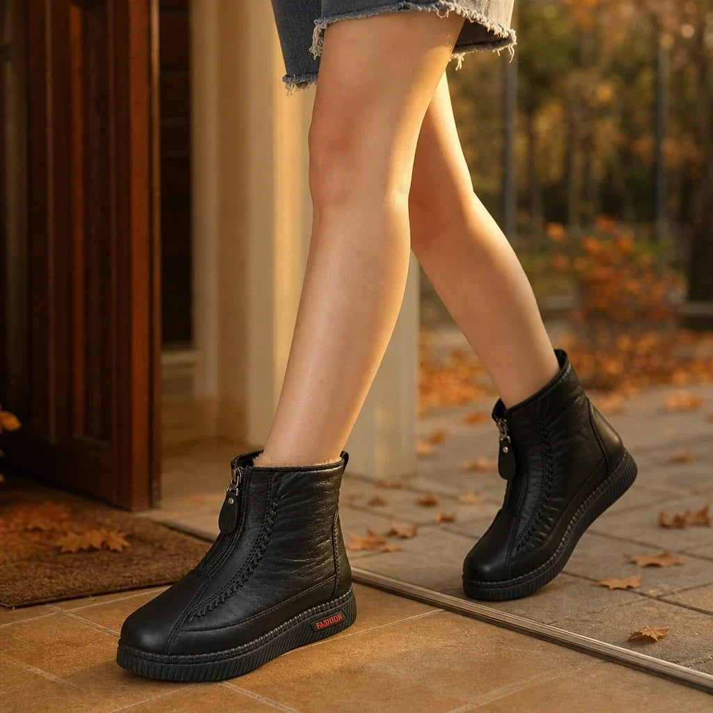 Frostella – Plush-Lined Zip-Up Ankle Boots