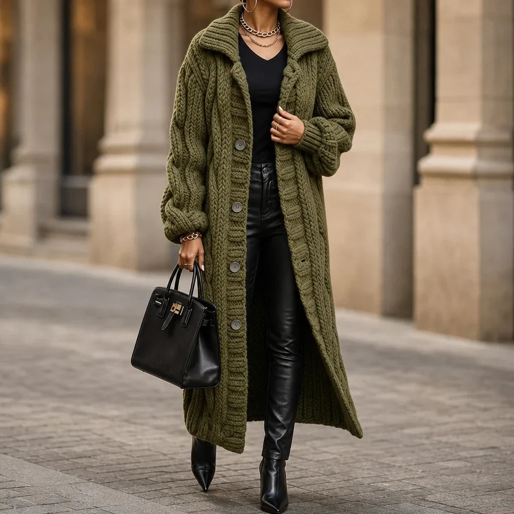 Cablehaven – Oversized Cable-Knit Long Cardigan
