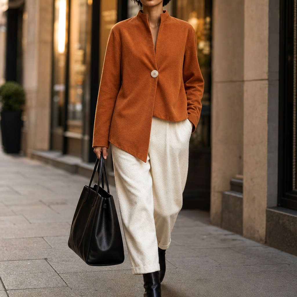 Overa – Burnt Orange Asymmetrical Statement Jacket