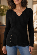 Tuckless – Asymmetrical Hem V-Neck Ribbed Knit Top