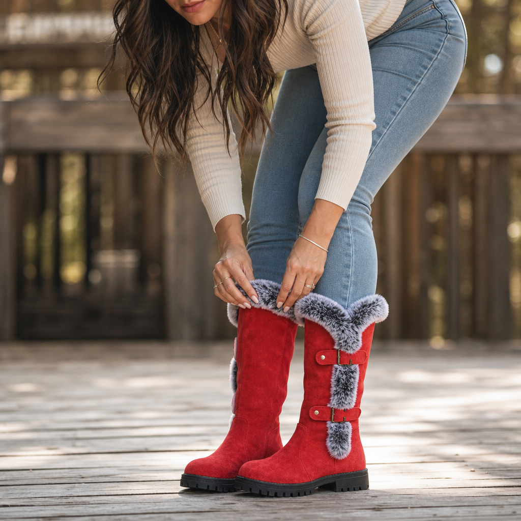 Frostella – Fur-Trimmed Suede Knee-High Winter Boots