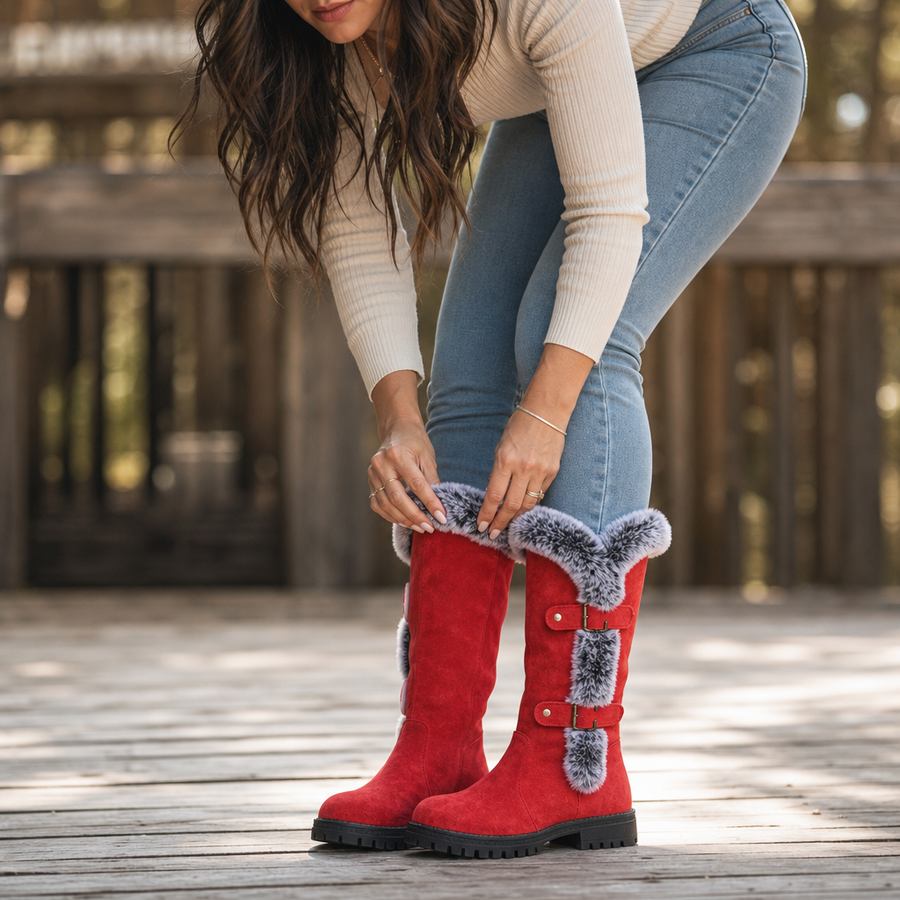 Frostella – Fur-Trimmed Suede Knee-High Winter Boots